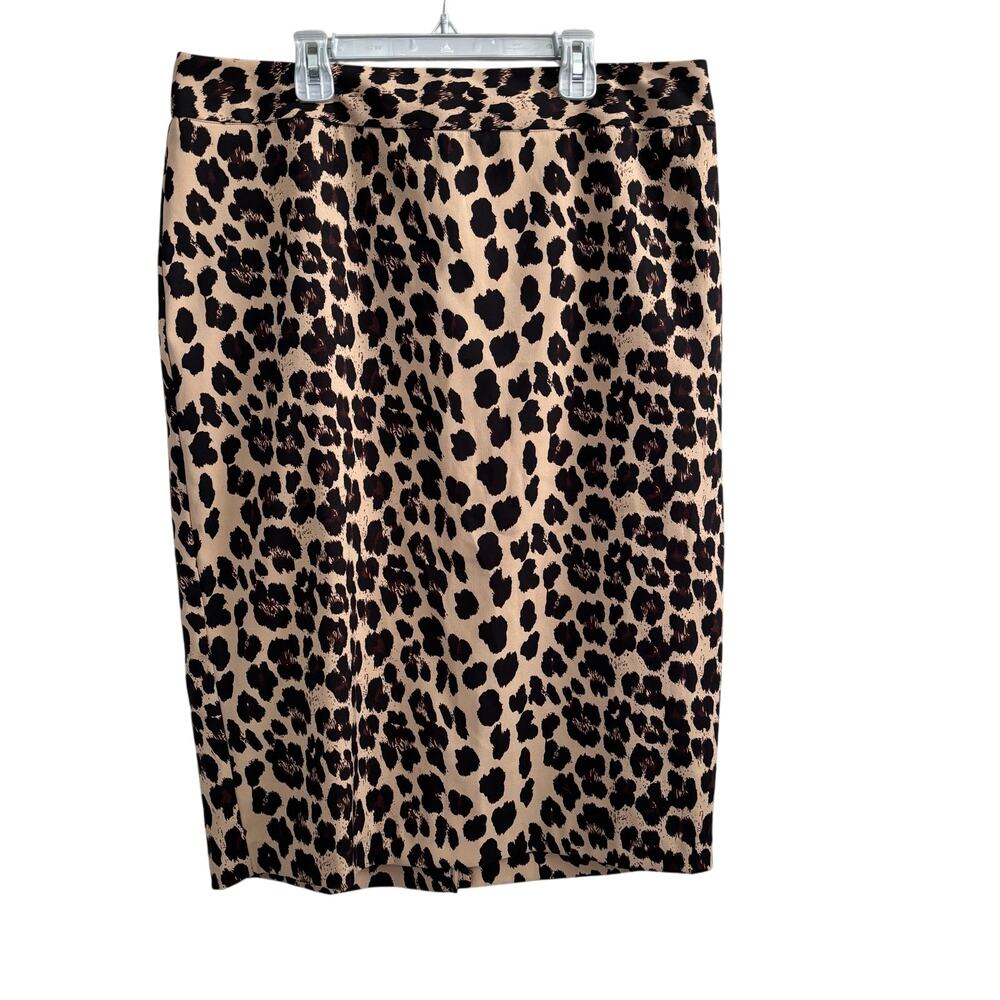 Ashley Stewart Cheetah Animal Print Pencil Midi Skirt with Slit Women's Size 14